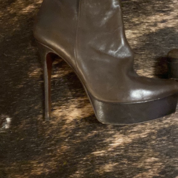 Vera Wang Lavender brown leather thigh high platform boots size 8.5 - Picture 2 of 8